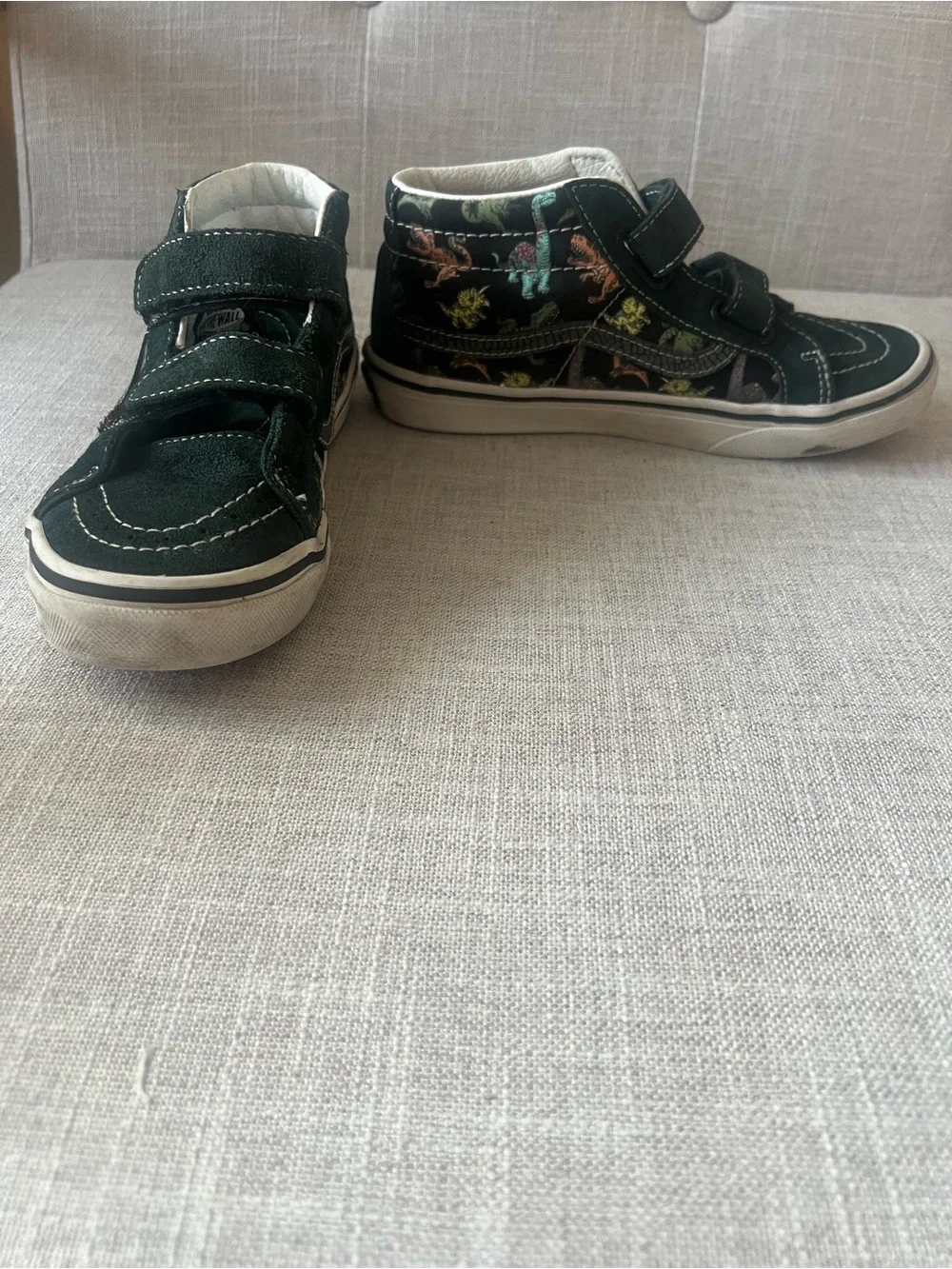 Vans Dark Green sneakers, Kids 3, dinosaur Velcro High-Top skater streetwear